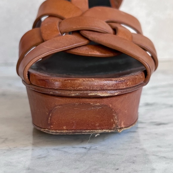 YSL Saint Laurent Tribute platform heels tobacco leather sz 36.5 - Picture 5 of 14